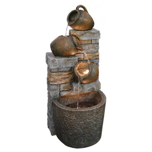 Primrose Evora Cascading Tiered Bowls Water Feature With Lights 75.5cm