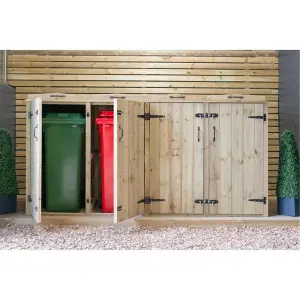 Wheelie Bin (2x 240L) and Quadruple Recycling Box Chest Store (x4)