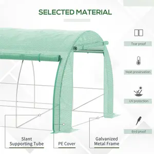 Outsunny 4 x 3 x 2 m Polytunnel Greenhouse Pollytunnel Tent Steel Frame Green