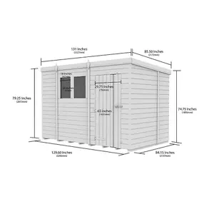 DIY Sheds 11x7 Pent Shed - Single Door With Windows