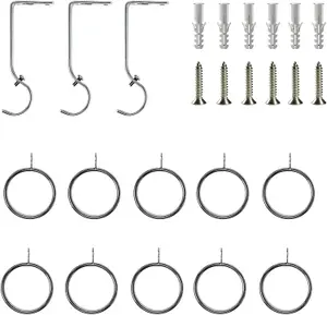 Metal Curtain Pole Set Extendable 40cm to 325cm Satin Nickel 25mm Curtain Rail