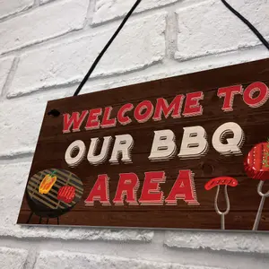 Red Ocean BBQ Home Decor Sign Novelty Barbecue Plaques For Garden Welcome Signs Home Gifts