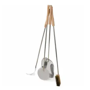 Alfresco Chef 4-Piece 120cms Peel Set - Pizza Peel, Turning Peel, Brush and Ember Rake