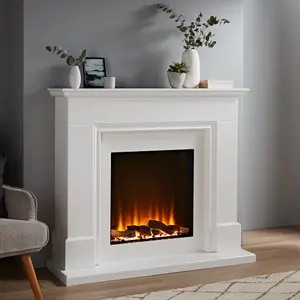 Focal Point Kendal White Metal & wood Freestanding Electric fire suite