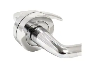 Carla Door Handles Latch Curved Lever on Rose - Chrome 125mm