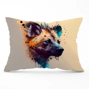 Hyena Face Splashart Light Background Cushions 33cm x 48cm