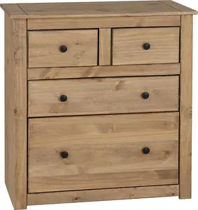 Panama 4 Drawer 2+2 Chest Of Drawers in Waxed Pine Finish