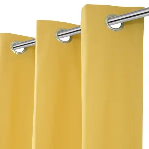 Hiva Yellow Solid dyed Lined Eyelet Curtain (W)167cm (L)228cm, Pair