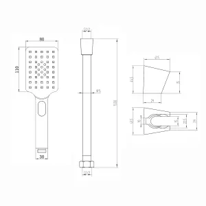 ENKI Contemporary Black Square 3-Function Hand Shower Kit with Hose & Bracket EH010