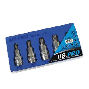 US PRO Tools 5PC 1/2" DR Triple Square Bit Socket Set In EVA Tray M10 - M18 3973