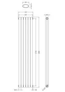 Vertical Double Panel Radiator - 1800mm x 383mm - 3713 BTU - Anthracite