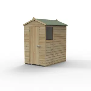 Forest Garden Beckwood 6x4 ft Apex Natural timber Wooden Shed with floor & 1 window (Base included)