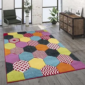 Abaseen Multicoloured Rug 60x220cm Geometric Modern Rug Rectangular Indoor