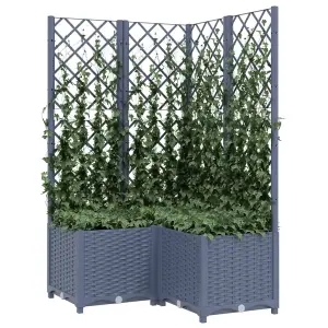 Berkfield Garden Planter with Trellis Dark Grey 80x80x136 cm PP