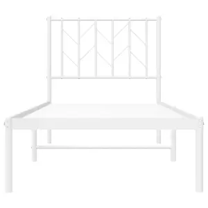 Berkfield Metal Bed Frame without Mattress with Headboard White 75x190cm