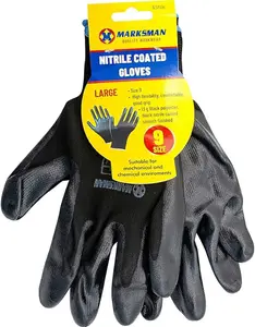 12 Pairs Nitrile Coated Gloves Gardening Work Mechanic Builders Grip Large