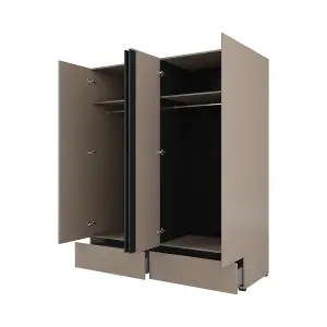 Kross 180cm Four-Door Wardrobe in Rich Congo - Expansive Storage with Sophisticated Flair