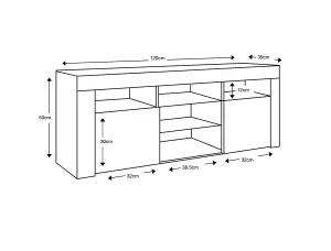 Furneo High Gloss & Matt White Living Room Set TV Stand Display Cabinets White LED Lights ClifPuz 09