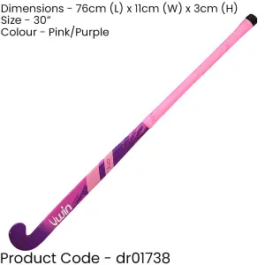 30 Inch Mulberry Wood Hockey Stick - PINK/PURPLE - Ultrabow Micro Comfort Grip