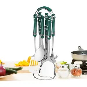 Shela 7 Piece Kitchen Utensil Set (Set of 7) Green/Silver