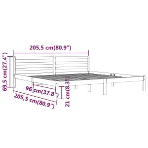 Berkfield Day Bed Solid Wood Pine 200x200 cm Super King Black