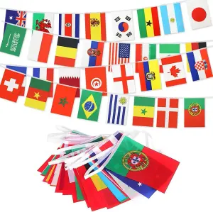 Fabric Bunting 32 Teams National Flags Football Soccer Sports Banner,10m-33ft