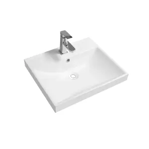 5409 Ceramic 50cm x 45cm Thick-Edge Inset Basin with Scooped Full Bowl