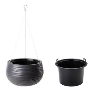 Hanging Plaited Basket Flower Plant Pot Planter Chain Home Garden Decorative Anthracite Sahara