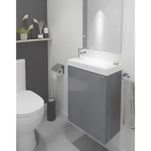 GoodHome Imandra Gloss Grey & white Wall-mounted Vanity unit & basin set (H)550mm