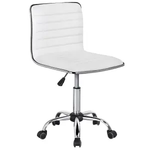 Yaheetech PU Leather Armless Desk Chair for Home Office - White