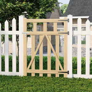 Outdoor Wooden Garden Gate Fence with Door Latch 90cm W x 120cm H