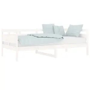 Berkfield Day Bed White Solid Wood Pine 90x190 cm