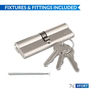 XFORT Chrome 35/55 Euro Cylinder Lock (90mm), Euro Door Barrel Lock with 3 Keys