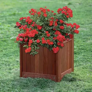 Furinno Tioman Hardwood Flower Box in Teak Oil