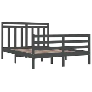 Berkfield Bed Frame Grey Solid Wood 135x190 cm 4FT6 Double