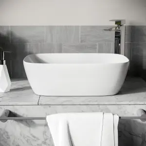 Yohood White Ceramic Oval Vessel Bathroom Sink