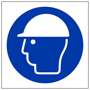 Safety Helmet Logo PPE Safety Sign - Adhesive Vinyl - 100x100mm (x3)