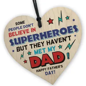 Red Ocean Dad Gifts From Daughter Son Wood Heart Fathers Day Gift For Dad Superhero Sign My Superhero Novelty Dad Gifts