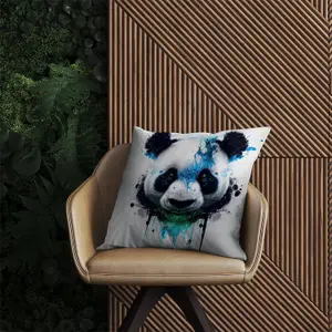 Panda Face Splashart Light Background Outdoor Cushion 45cm x 45cm