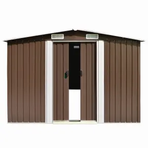 vidaXL Garden Shed 257x392x181 cm Metal Brown