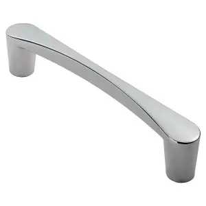 4x Curved D Shape Pull Handle 146 x 18.5mm 128mm Fixing Centres Polished Chrome