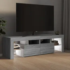 Berkfield TV Cabinet with LED Lights Grey Sonoma 140x36.5x40 cm