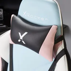 X Rocker Adjustable Ergonomic Faux Leather Swiveling PC & Racing Game Chair Pink/Blue