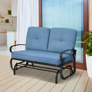 Costway 2 Seater Outdoor Bench Swing Glider Chair Loveseat W/ Comfortable Cushions