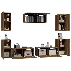 Berkfield 7 Piece TV Cabinet Set Brown Oak Engineered Wood