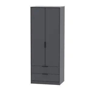 Fuji 2 Door 2 Drawer Wardrobe in Graphite (Ready Assembled)