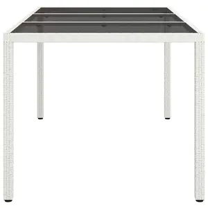 Berkfield Garden Table 150x90x75 cm Tempered Glass and Poly Rattan White