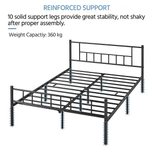 Yaheetech Black 4ft6 Double Basic Metal Bed Frame with Headboard and Footboard