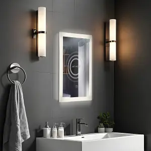 390x500mm LED Illunimated Bathroom Mirror Cool White with Shaver Socket & Demister Pad