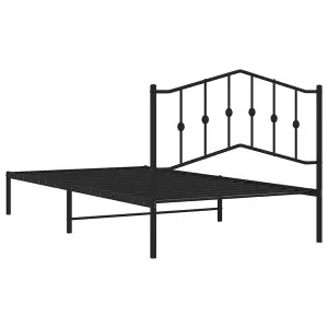 Berkfield Metal Bed Frame without Mattress with Headboard Black 107x203cm